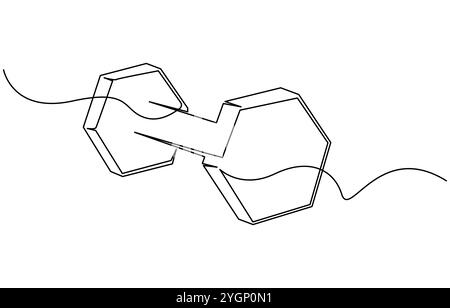 Barbel in one continuous single line art drawing style Gym fitness sport concept vector illustration, Sports dumbbell one line art. Continuous line Stock Vector