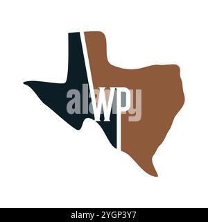 initial letter wp texas map icon logo design template Stock Vector