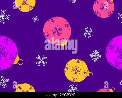 Christmas balls seamless pattern. Christmas Tree Balls is decorated with snowflakes patterns. Christmas Tree Balls. Xmas design for wrappers, covers, Stock Vector