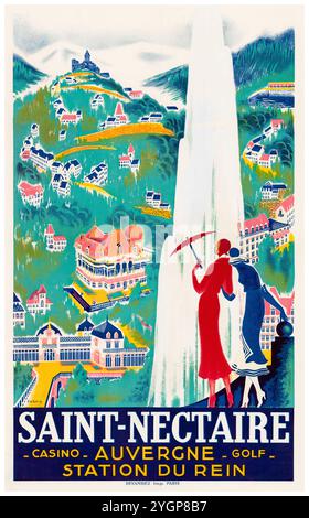 1930s French vintage travel poster, Saint Nectaire, Auvergne, 1931 Stock Photo