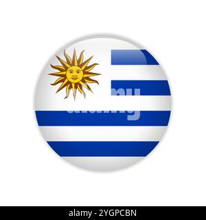 Uruguay flag on button Stock Vector