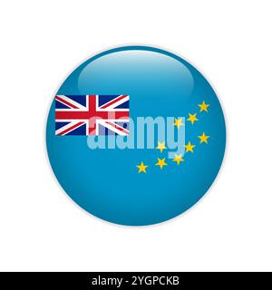 Tuvalu flag on button Stock Vector