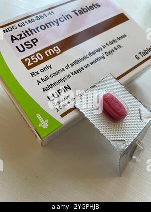 Azithromycin is a fast acting effective anabiotic therapy, 2024, United States Stock Photo