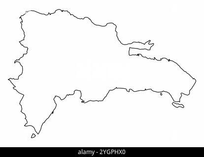 The Dominican Republic outline map isolated on white background Stock Vector