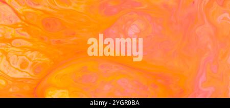 Orange Pink Fluid Art Abstract Background on Liquid Surface Stock Photo
