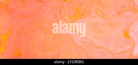 Orange Pink Fluid Art Abstract Background on Liquid Surface Stock Photo