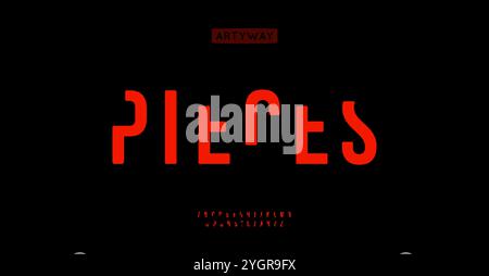 Minimalistic pure alphabet, clear blocky letters, urban geometric cutout font for modular branding identity, stencil logo, creative innovative Stock Vector