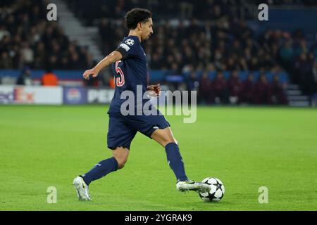 Paris, France. 06th Nov, 2024. Marquinhos of PSG during the UEFA Champions League, League phase, Matchday 4 football match between Paris Saint-Germain and Atletico Madrid on 6 November 2024 at Parc des Princes stadium in Paris, France - Photo Jean Catuffe/DPPI Credit: DPPI Media/Alamy Live News Stock Photo