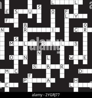 Crossword style seamless pattern. Empty space to fill words, positive human character traits. Stock Vector