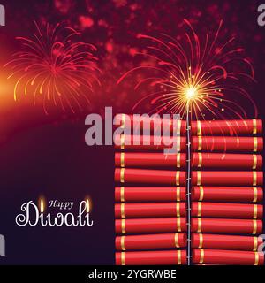 bursting cracker bomb for happy diwali festival Stock Vector