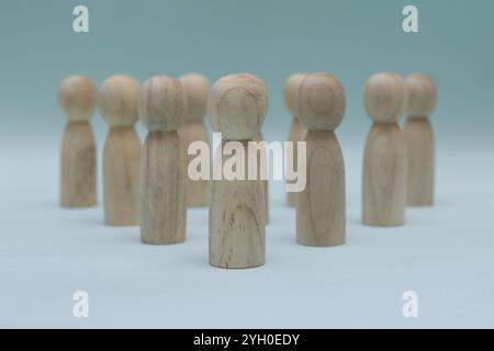 The leader in front leads a group of employees to victory, HR, Staff recruitment. The concept of leadership. Leader is brave and stands in front Stock Photo