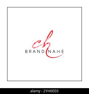 Handwritten Signature logo for Initial Letter CH - Vector Logo Template for Alphabet C and H Stock Vector