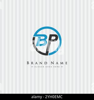 Creative Monogram for Initial Letter BP Logo - Minimal Vector Logo Template for alphabet B & P Stock Vector