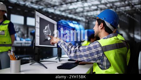 Engineer Doing 3D CAD Model Design On Computer Stock Photo