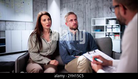 Couple Counseling Service Session. Professional Psychiatric Therapy Stock Photo