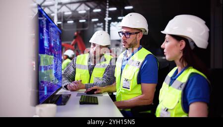 Engineer Operator Using Scada System At Industrial Plant Stock Photo