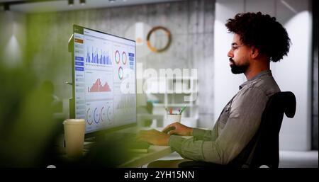 Data Analyst Using Data Analytics KPI Dashboard Stock Photo