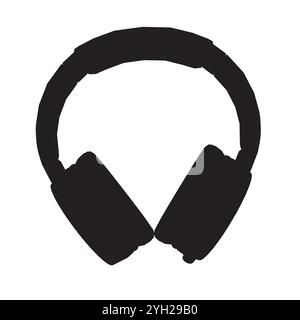 Silhouette of headphones, flat vector illustration of teal wireless headphones isolated on a white background Stock Vector