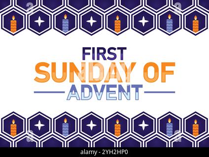 First Sunday Of Advent wallpaper with shapes and typography, banner, card, poster, template. First Sunday Of Advent, Modern background Stock Vector