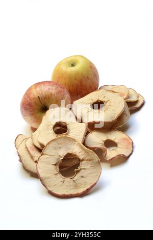 Apples and apple rings, dried fruit Stock Photo