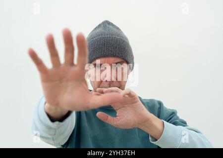 close up of a mature man practicing tai chi Stock Photo