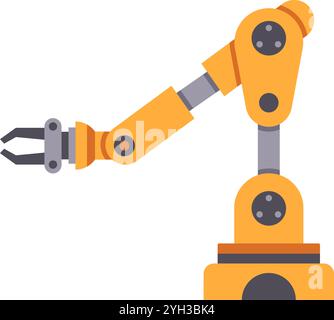 Robotic arm extending and gripping, showcasing automation, industrial technology, and advanced manufacturing processes in modern factories Stock Vector