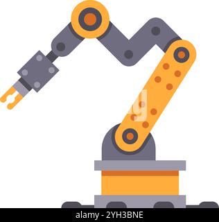 Robotic arm performing an industrial task, showcasing automation and advanced technology in a modern factory setting, with its precise movements and Stock Vector