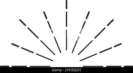 Sun s rays reaching up from horizon, creating a beautiful semicircle of dashed lines symbolizing new day and positive outlook Stock Vector