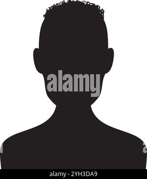 Black silhouette of a person with curly hair creates a sense of anonymity and mystery, symbolizing concepts of privacy, identity, and individuality Stock Vector