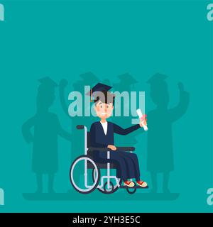 Education achievement concept. Illustration of a proud student with a ...