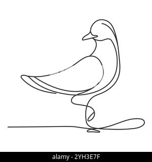 One continuous line drawing of dove with olive branch. Bird symbol of peace and freedom in simple linear style. Concept for national labor movement ic Stock Vector