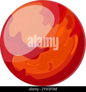Mars, the fourth planet from the sun, rotates on its axis, showcasing its distinctive reddish surface and subtle atmospheric variations Stock Vector