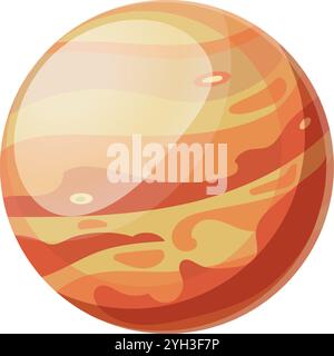 Jupiter, the largest planet in our solar system, is a gas giant with a swirling atmosphere of colorful bands and spots, creating a mesmerizing cosmic Stock Vector