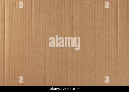 corrugated cardboard box outer layer surface background, brown kraft paper with rough fibrous texture, matte neutral tone backdrop wallpaper Stock Photo