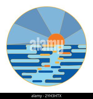 Sunset artistic landscape; Sunset landscape; Sunset icon; Vector graphics; eps 10 Stock Vector