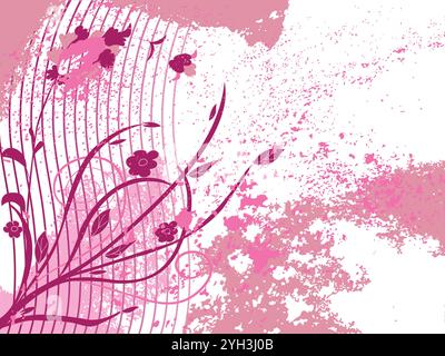 floral background with grunge texture; background to use on card; labels; announcements; Stock Vector