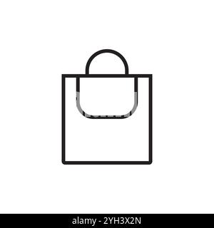 Simple and modern shopping bag icon in line design, perfect for e-commerce platforms, retail websites, and digital shopping apps. Easily customizable Stock Vector