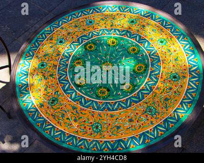 Sun dappled Armenian tiled design Stock Photo