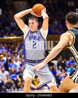 Duke guard Cooper Flagg (2) looks for the ball on an SMU foul shot