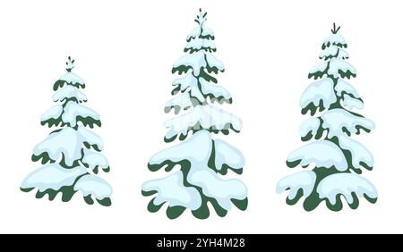 Snow covered fir tree. Winter forest Stock Vector