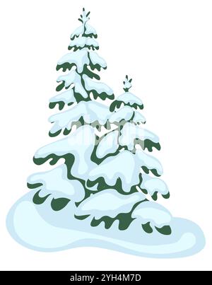 Snow covered fir tree. Winter forest Stock Vector