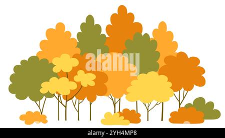 Cartoon forest and park trees in row. Forest trees panorama Stock Vector