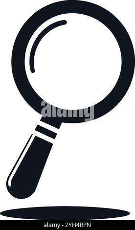 Simple icon of a magnifying glass, featuring a sleek, minimalist design Stock Vector