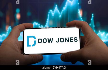 Dow Jones logo displayed on smartphone Stock Photo