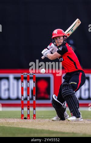 Melbourne, Australia, 9 November, 2024. Courtney Webb of Melbourne Renegades bats during Weber Women's Big Bash League (WBBL10) T20 match between Melbourne Renegades Women and Melbourne Stars Women at the CitiPower Centre Junction Oval on November 09, 2024 in Melbourne, Australia. Credit: Santanu Banik/Speed Media/Alamy Live News Stock Photo