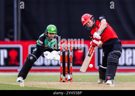 Melbourne, Australia, 9 November, 2024. Courtney Webb of Melbourne Renegades bats during Weber Women's Big Bash League (WBBL10) T20 match between Melbourne Renegades Women and Melbourne Stars Women at the CitiPower Centre Junction Oval on November 09, 2024 in Melbourne, Australia. Credit: Santanu Banik/Speed Media/Alamy Live News Stock Photo