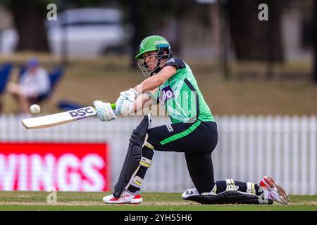 Melbourne, Australia, 9 November, 2024. Marizanne Kapp of Melbourne Stars bats during Weber Women's Big Bash League (WBBL10) T20 match between Melbourne Renegades Women and Melbourne Stars Women at the CitiPower Centre Junction Oval on November 09, 2024 in Melbourne, Australia. Credit: Santanu Banik/Speed Media/Alamy Live News Stock Photo