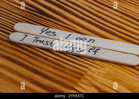 So I can, I trust myself, positive thoughts to increase self esteem Stock Photo