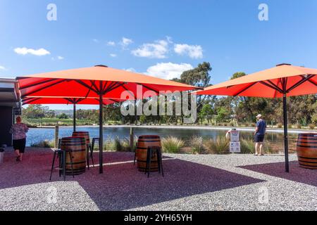 Lake and terrace at Barossa Valley Chocolate Company, Tanunda, Barossa Valley, South Australia, Australia Stock Photo