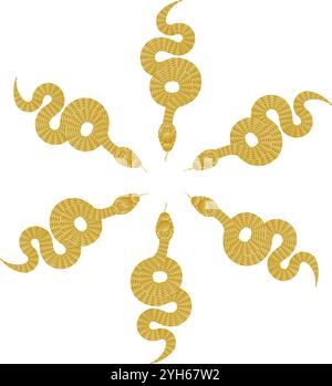 Composition of golden snake pattern on white background Stock Vector ...